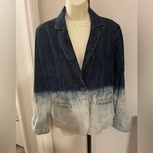 Chico's Navy and Cream Ombre Paisley Blazer